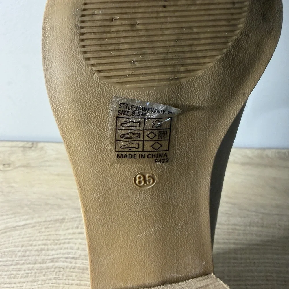 Joie Heeled Loafers Tan Suede Square Toe Block‎ Heel Slip On Mules 8.5 Career